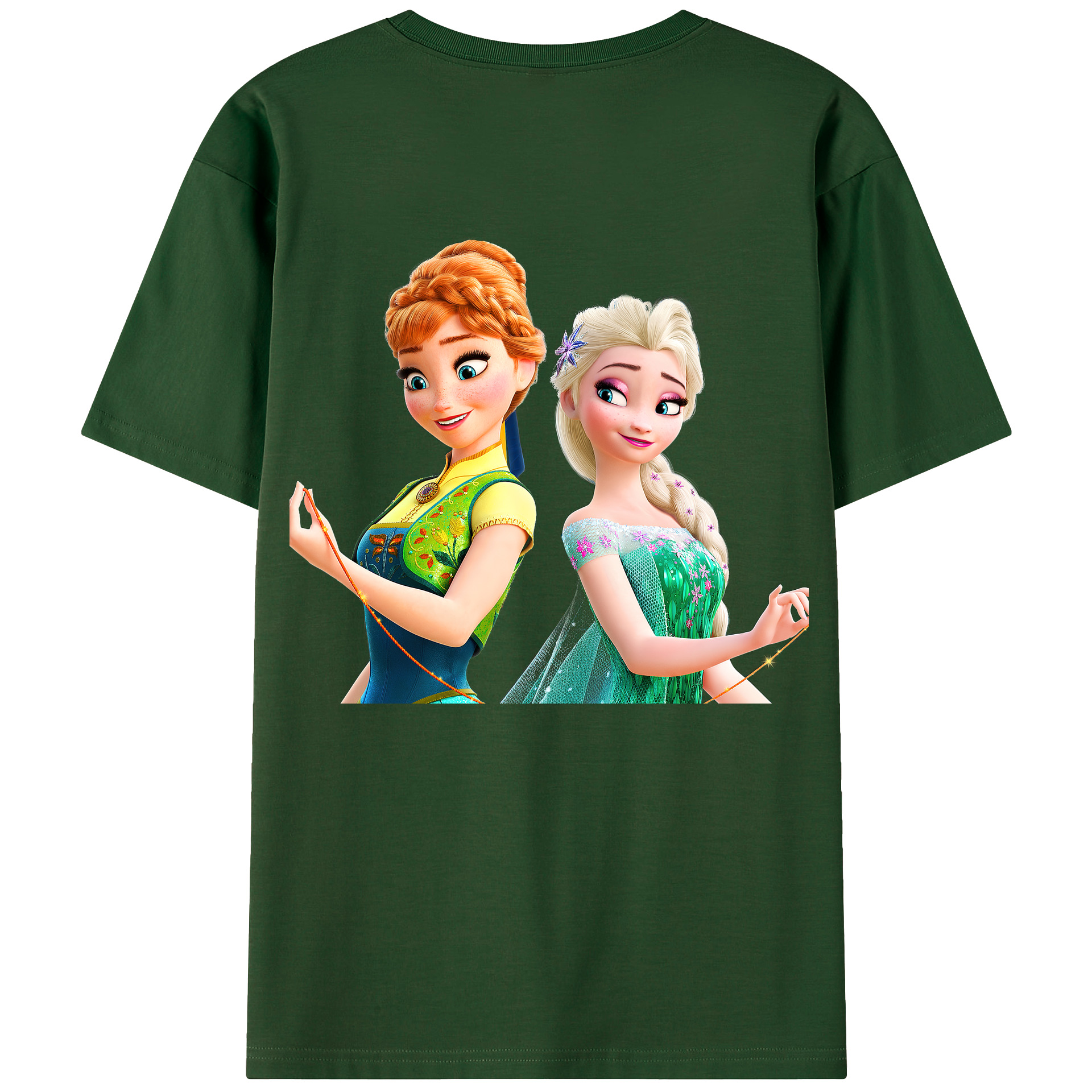 （画像用） アナと雪の女王 アンナ エルサ Frozen Anna Elsa 綿100％半袖Tシャツ（背面プリント）
